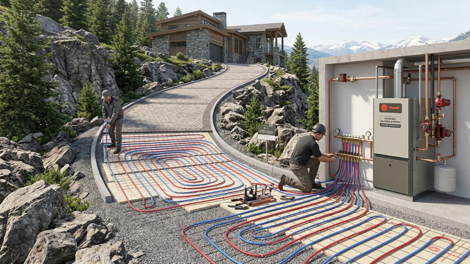 Hydronic driveway system installation